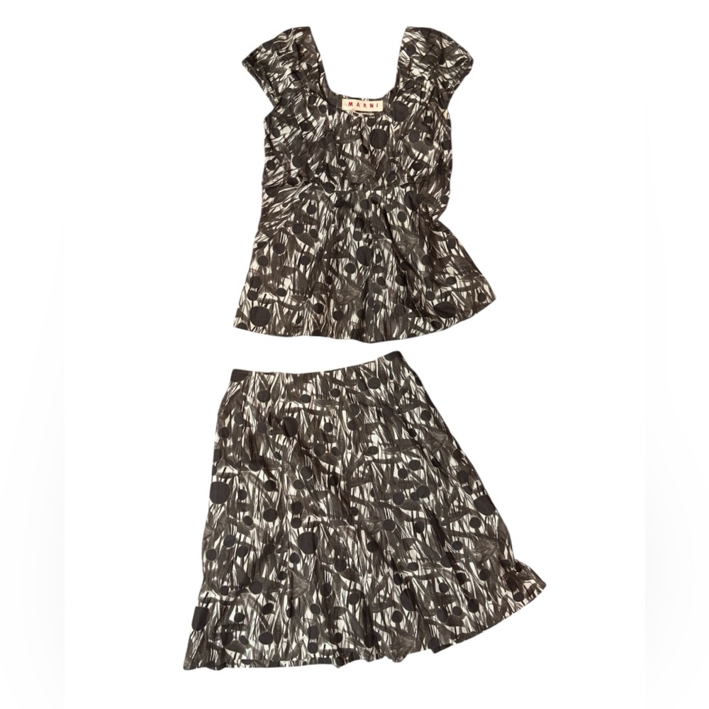 MARNI | two piece print top and skirt with pockets
